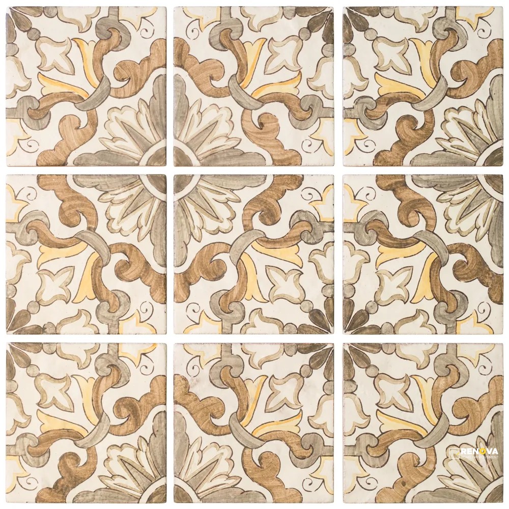 CHAPTER 4 - VIA LISBON PATTERN HAND PAINTED FIELD TILE 5" X 5" - 3
