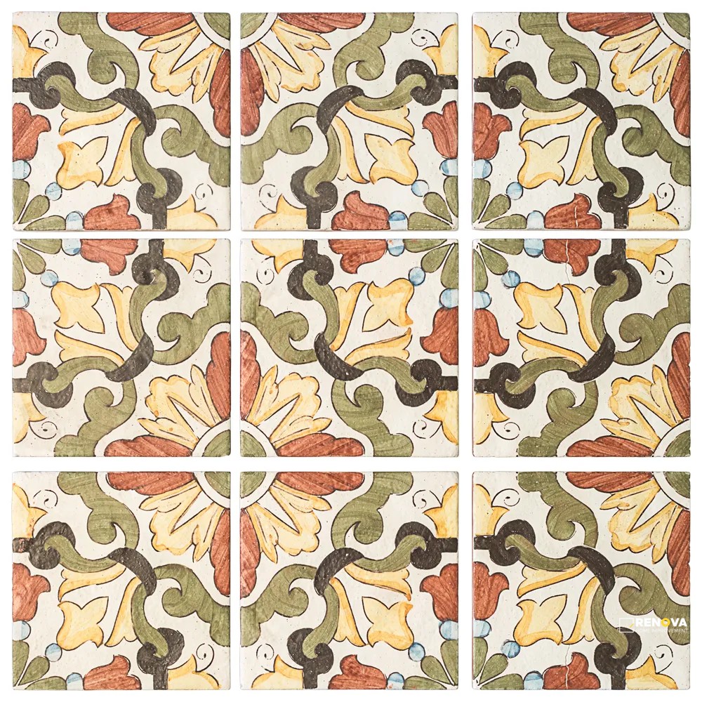 CHAPTER 4 - VIA LISBON PATTERN HAND PAINTED FIELD TILE 5" X 5" - 5