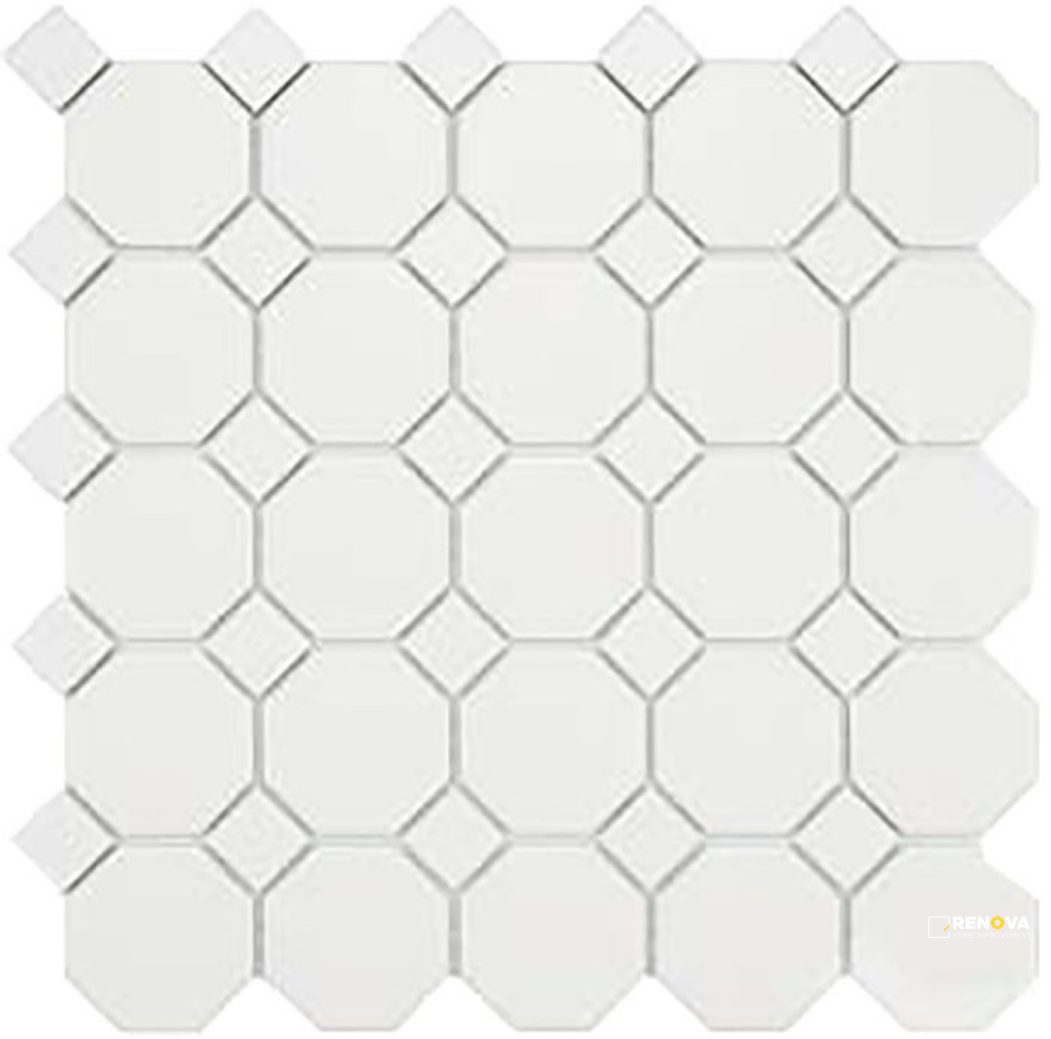 CC MOSAICS MATTE SNOW WHITE OCTAGON MOSAIC - 2