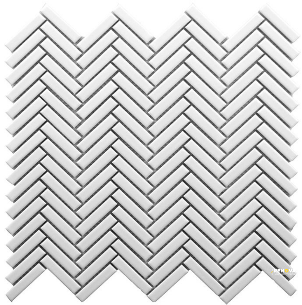 CC MOSAICS PLUS BRIGHT WHITE HERRINGBONE MOSAIC - 2