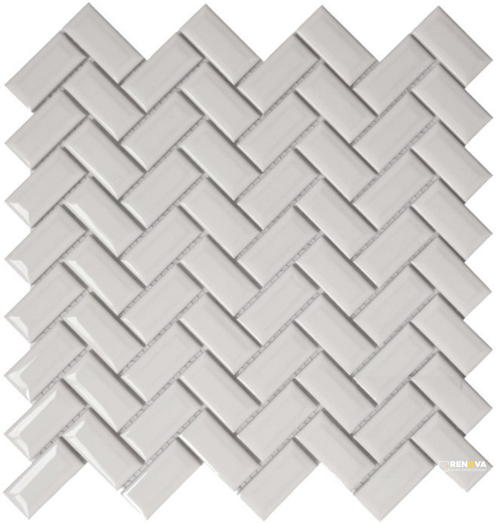 CC MOSAICS BRIGHT WHITE DIAMOND HERRINGBONE MOSAIC - 2