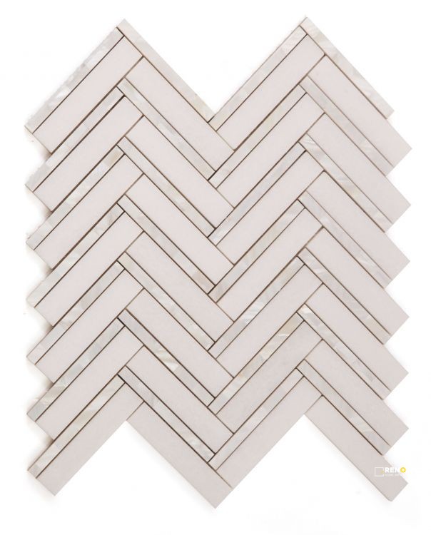 DIANA HERRINGBONE THASSOS MOSAIC 11" X 11.75" - 3