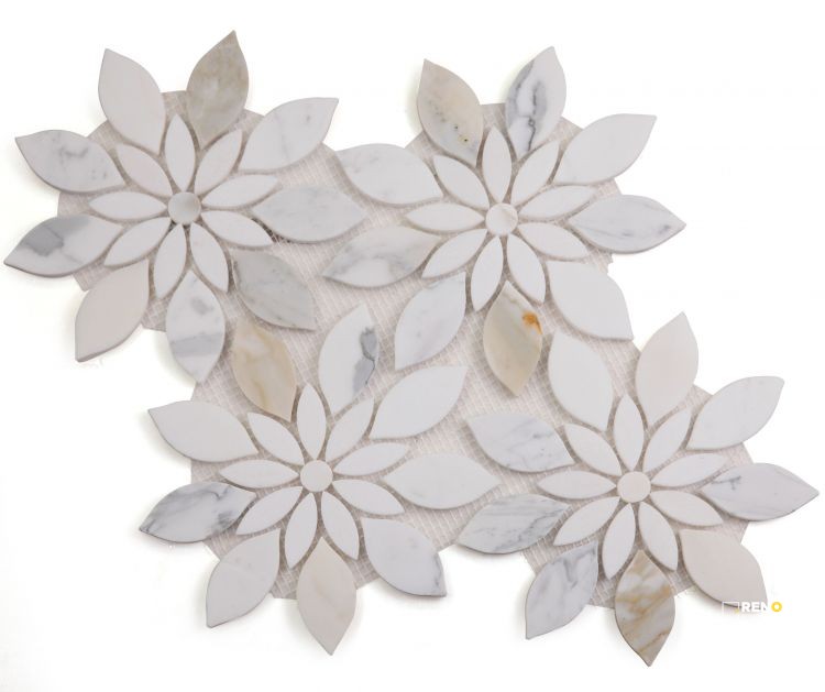 DAISY BLOOM CALACATTA MOSAIC 11.75" X 13.25" - 3