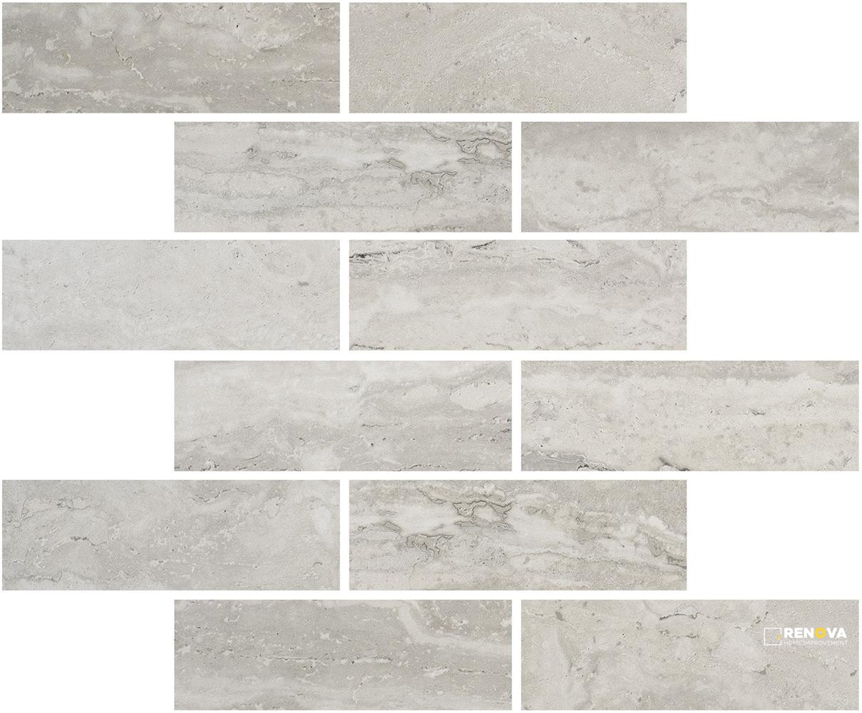 PORTOBELLO TIVOLI SILVER 2X6 STAGGERED MOSAIC MATTE .92 SF/SHT - 2