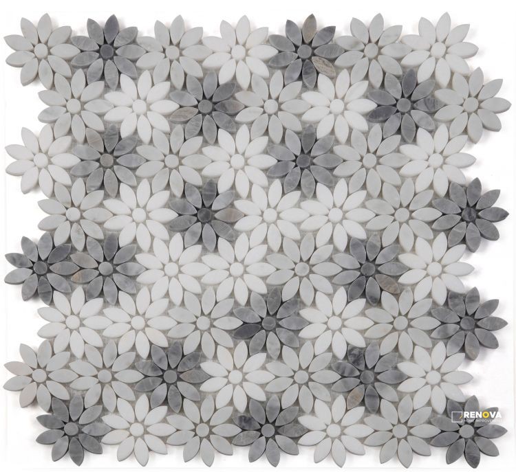 DAISY WILD GREY MOSAIC 12.5" X 13"