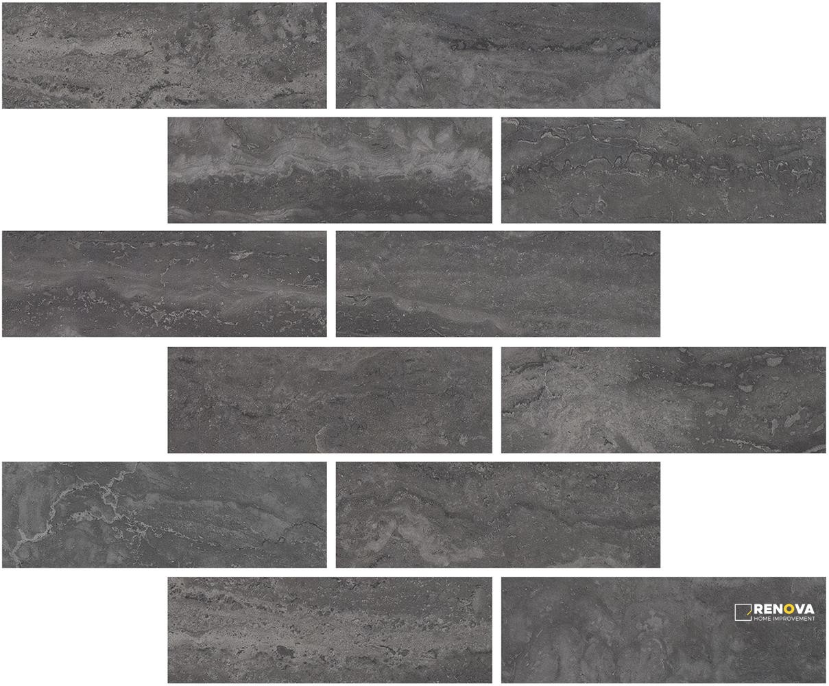 PORTOBELLO TIVOLI CHARCOAL 2X6 STAGGERED MOSAIC MATTE .92 SF/SHT - 2