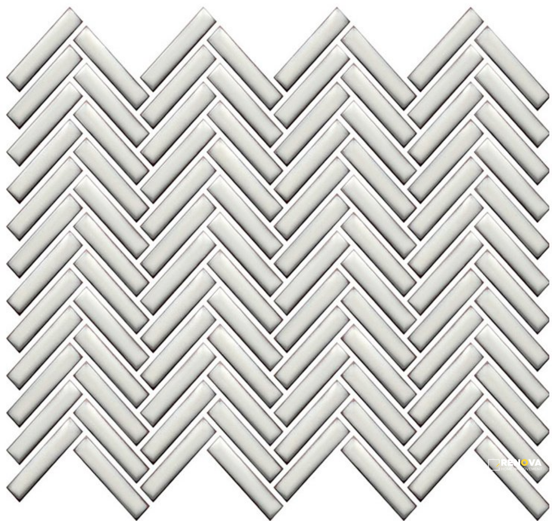 CC MOSAICS PLUS BRIGHT ANTIQUE WHITE HERRINGBONE MOSAIC - 3