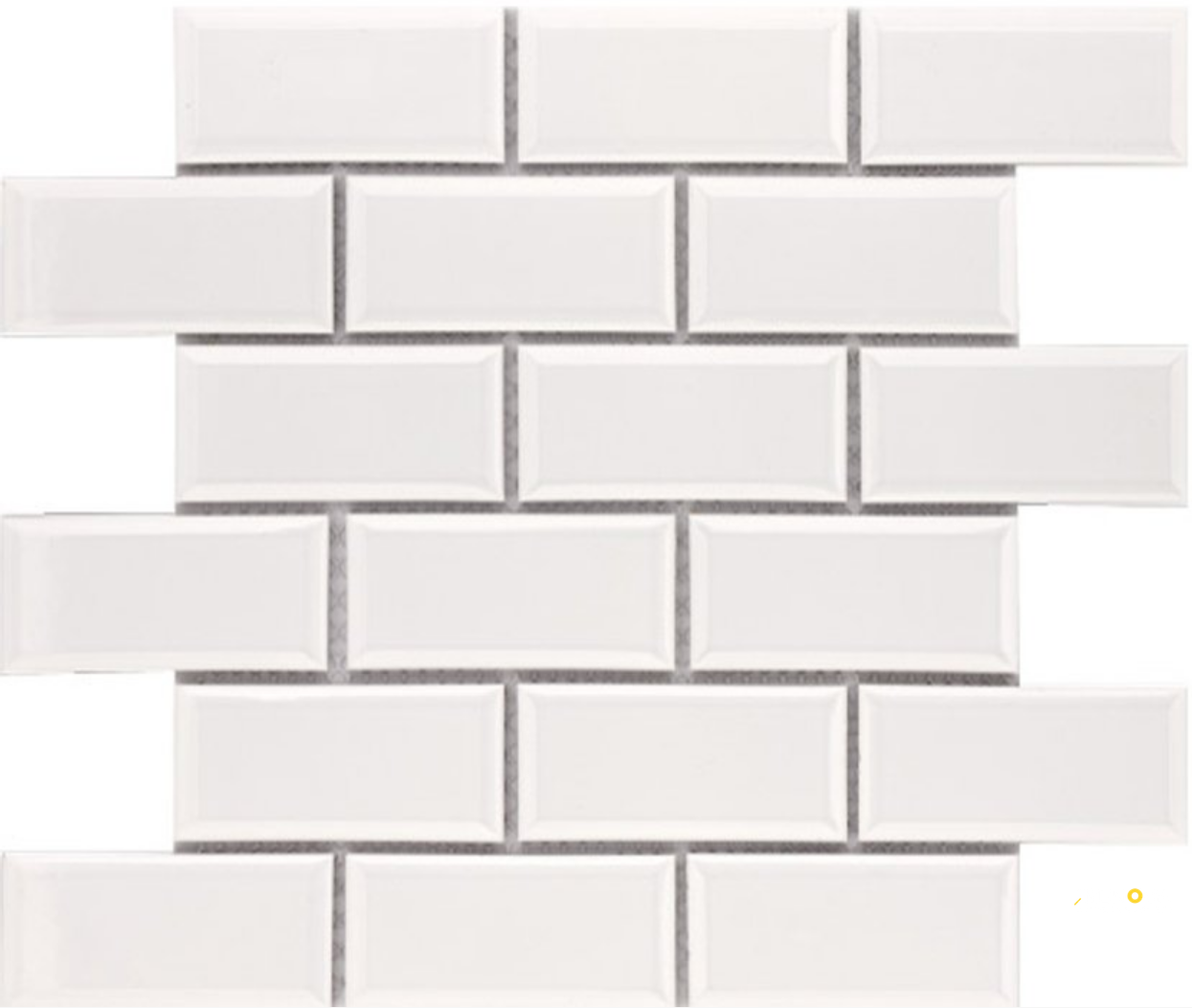 CC MOSAICS PLUS BRIGHT WHITE ICE BEVELED BRICK MOSAIC 2X4 - 3