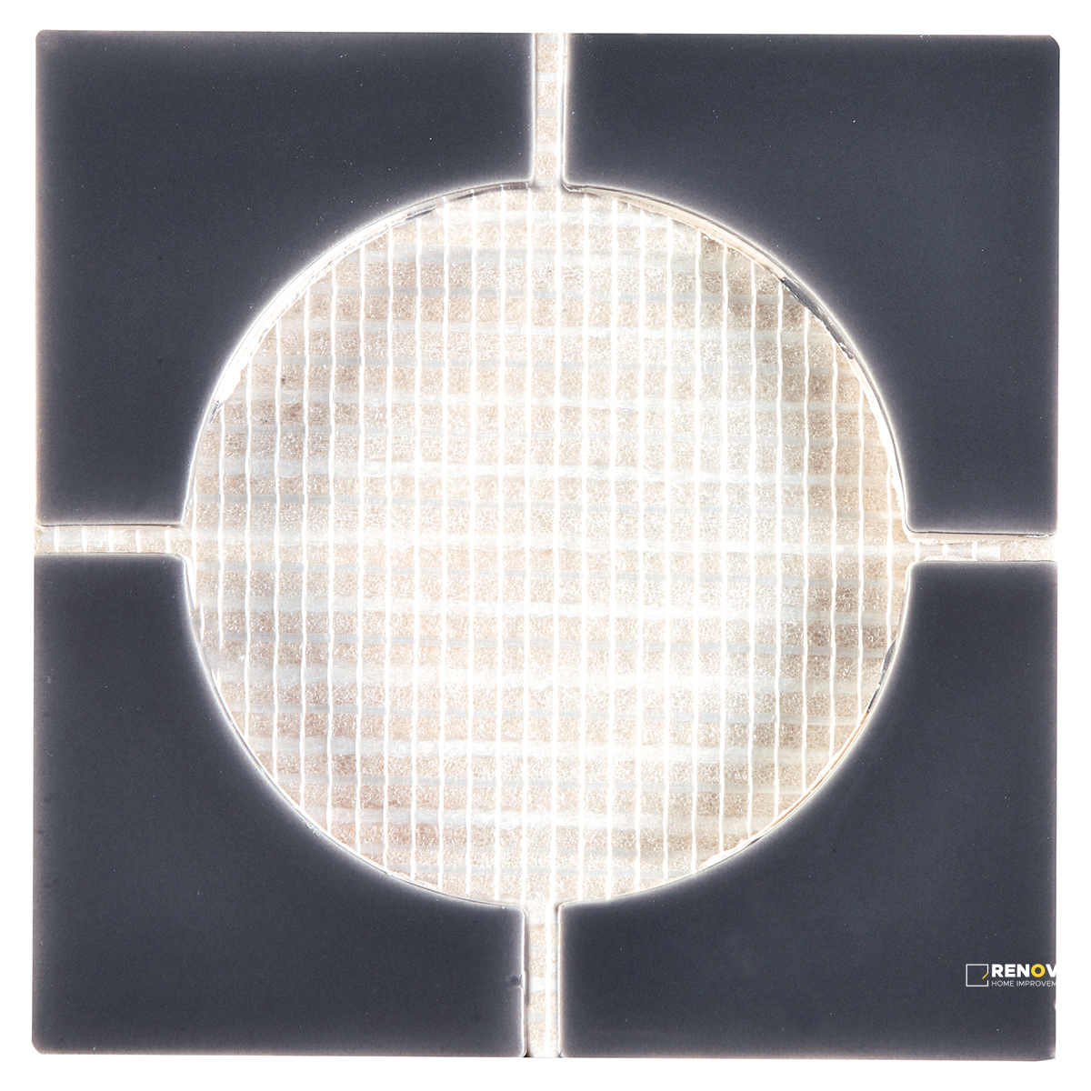 CROSSVILLE CURSIVE CHARCOAL 6X6 4 CORNER MOSAIC GLOSS - 6