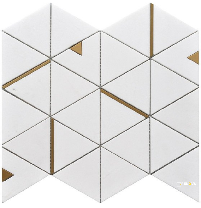 ROCKART THASSOS TRIANGLE MOSAIC 12" X 14"