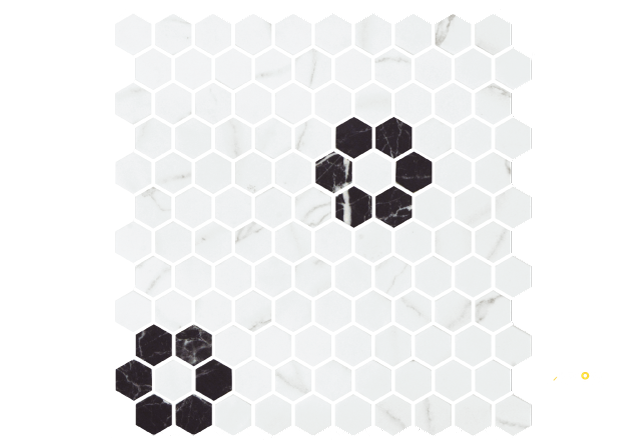 ONIX HEX PATTERN MOSAIC NERO MARQUINA FLOWER W/ VENATO - PATTERN 2 - 3