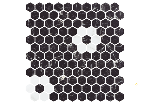 ONIX HEX PATTERN MOSAIC VENATO FLOWER W/ NERO MARQUINA - PATTERN 2 - 3