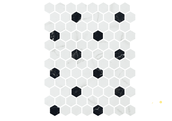 ONIX HEX PATTERN MOSAIC VENATO W/ NERO MARQUINA DOT - PATTERN 1 - 3