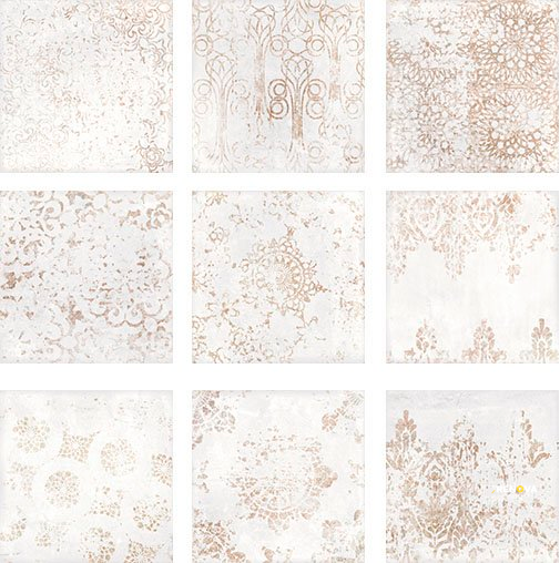 WOW MESTIZAJE CHATEAU WHITE GLOSSY ANTIQUE 7.28" X 7.28" - 3