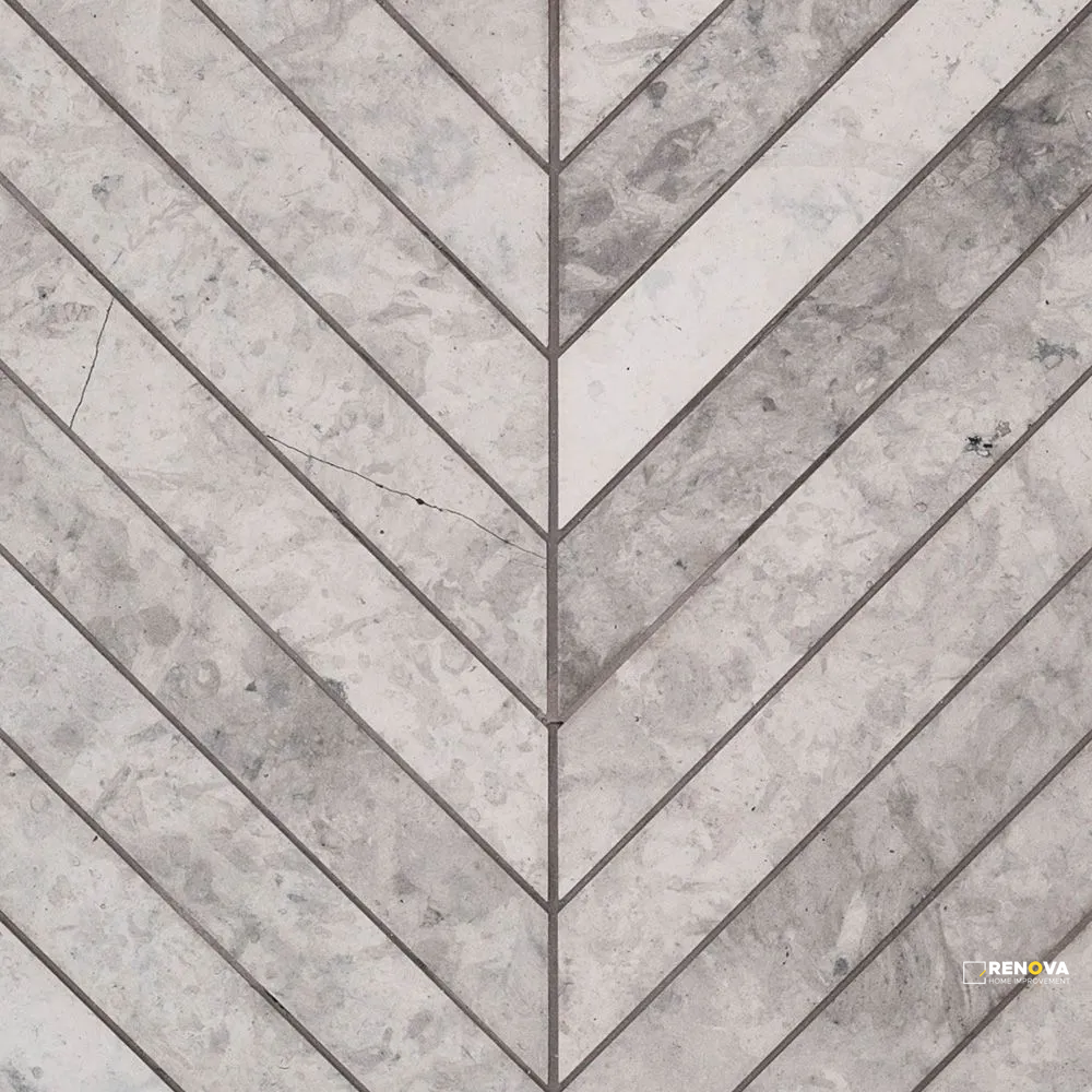CHAPTER 18 - ROTUNDA TUNISIAN GREY 2" X 10" CHEVRON MOSAIC ON 10-1/2" X 14" - FLOJEF538 - 6