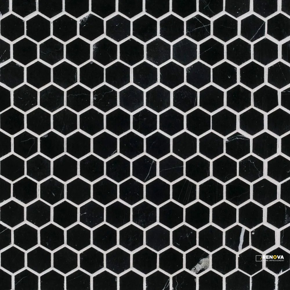 CHAPTER 18 - ROTUNDA NERO MARQUINA 1" HEXAGON MOSAIC ON 10-3/4" X 11-3/8" - FLOJEF515 - 6