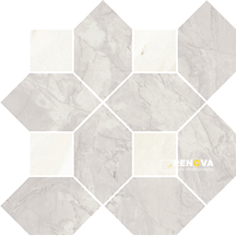AINSLEE PARK MATTE HEXAGON MESH MOUNTED MIX MOSAIC 4" X 4" ON 11" X 12.5" SHEET - FLOTIL1008 - 3