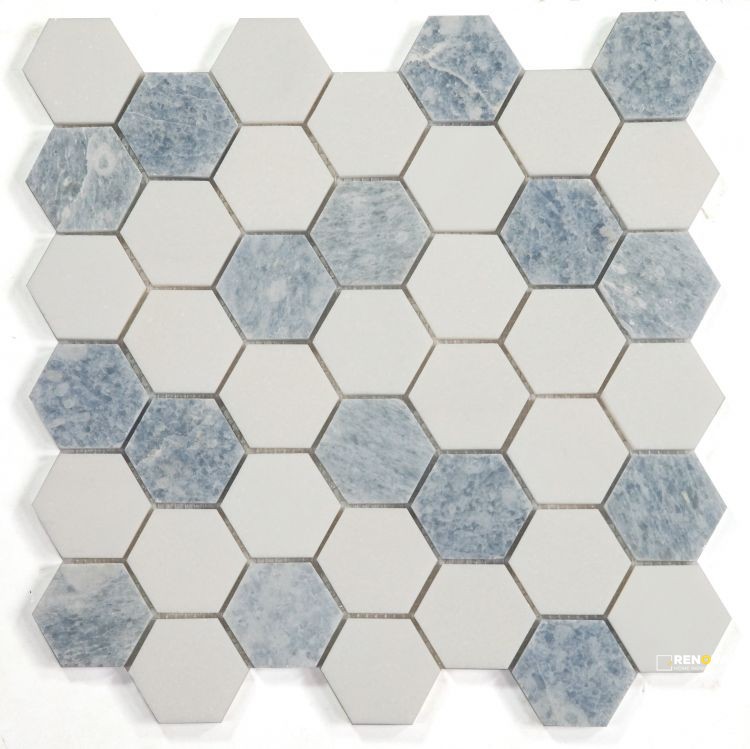 HEXAGON CRYSTAL OCEAN MOSAIC 2" X 2" - 3
