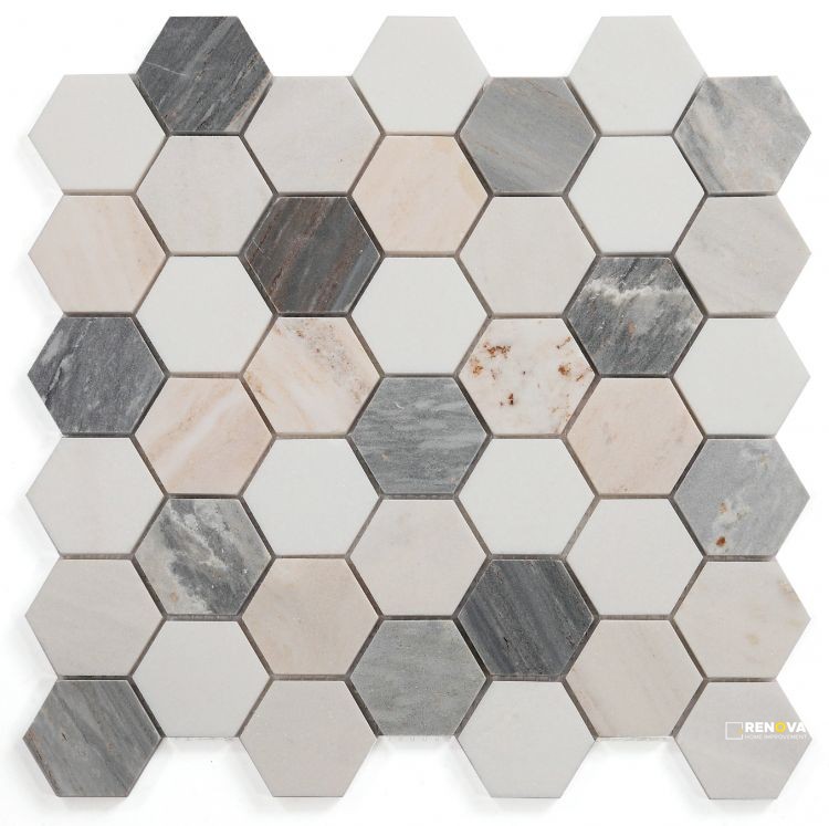 HEXAGON BEACH MOSAIC 2" X 2" - 3