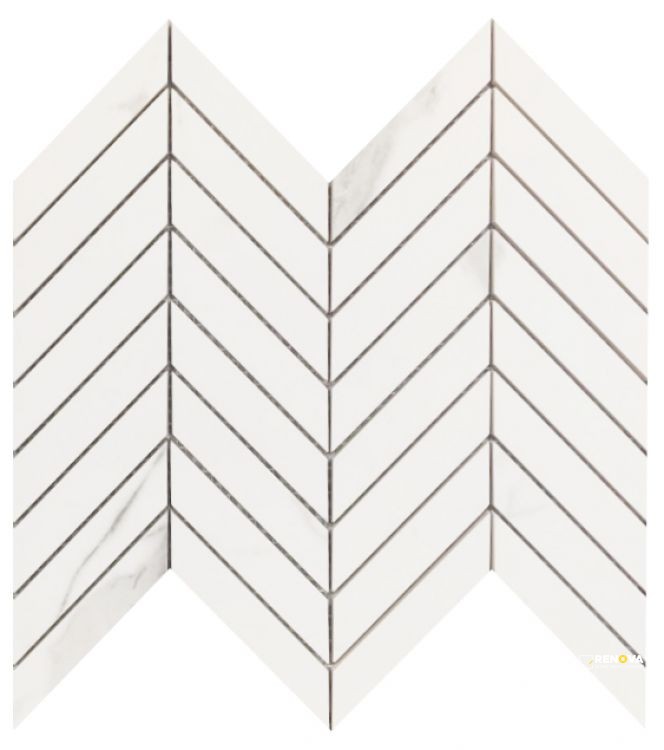 PRESTIGIO STATUARIO LUCIDO CHEVRON MOSAIC 10" X 12"