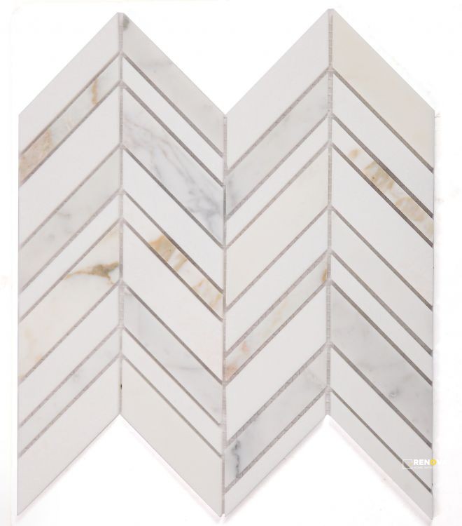 CHEVRON SHADOW CALACATTA MOSAIC 11.75" X 12" - 3