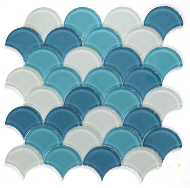 DRAGON SCALE OCEAN GLASS MOSAIC 12" X 12" - 3