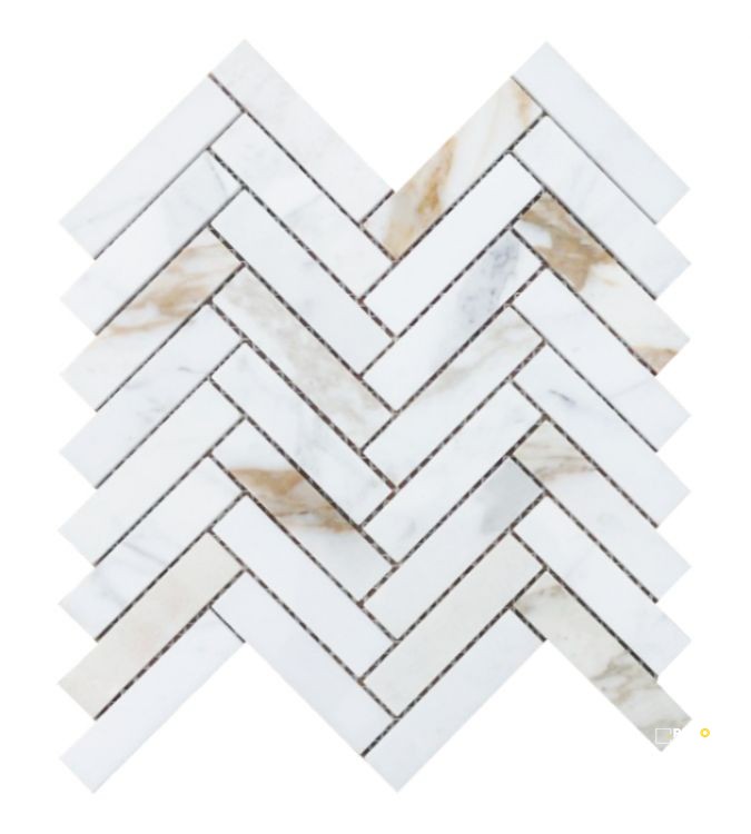 HERRINGBONE CALACATTA GOLD HONED MOSAIC 11.25" X 11.25" - 2