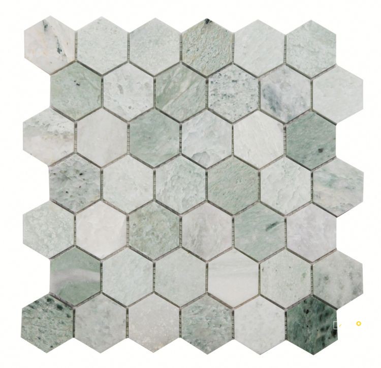 HEXAGON GREEN MOSAIC 2" X 2" - 3