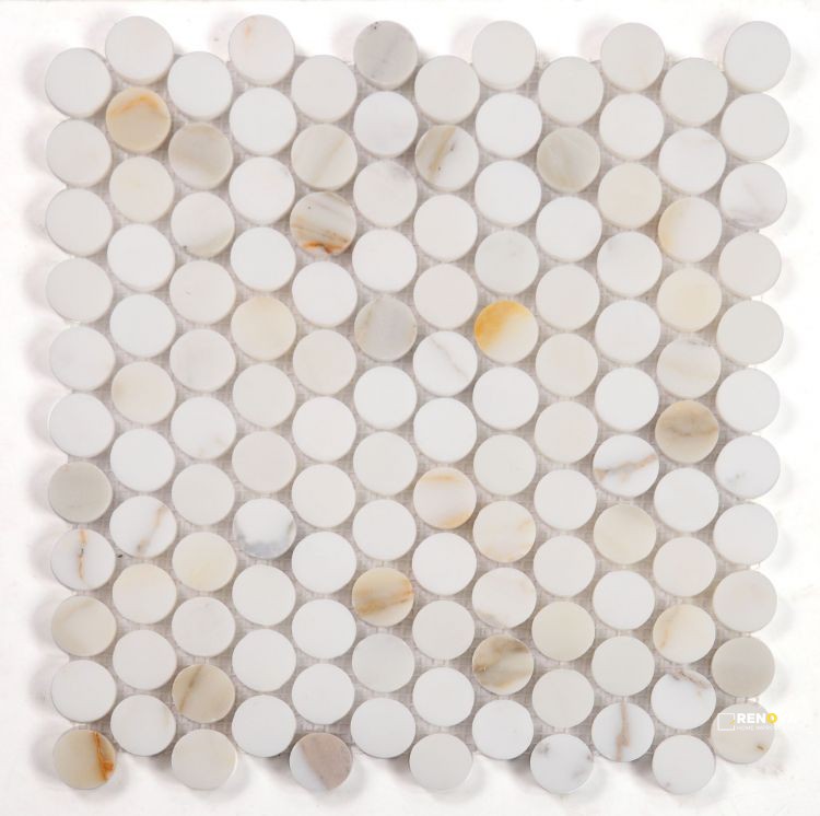 PENNY MARBLE CALACATTA POLISHED MOSAIC 11" X 11.75" - 3