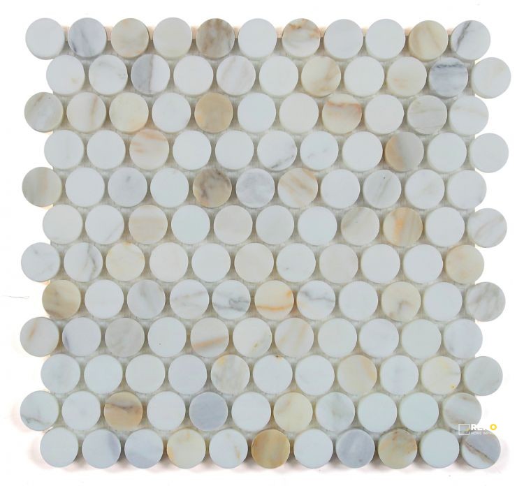 PENNY MARBLE CALACATTA HONED MOSAIC 11" X 11.75" - 3