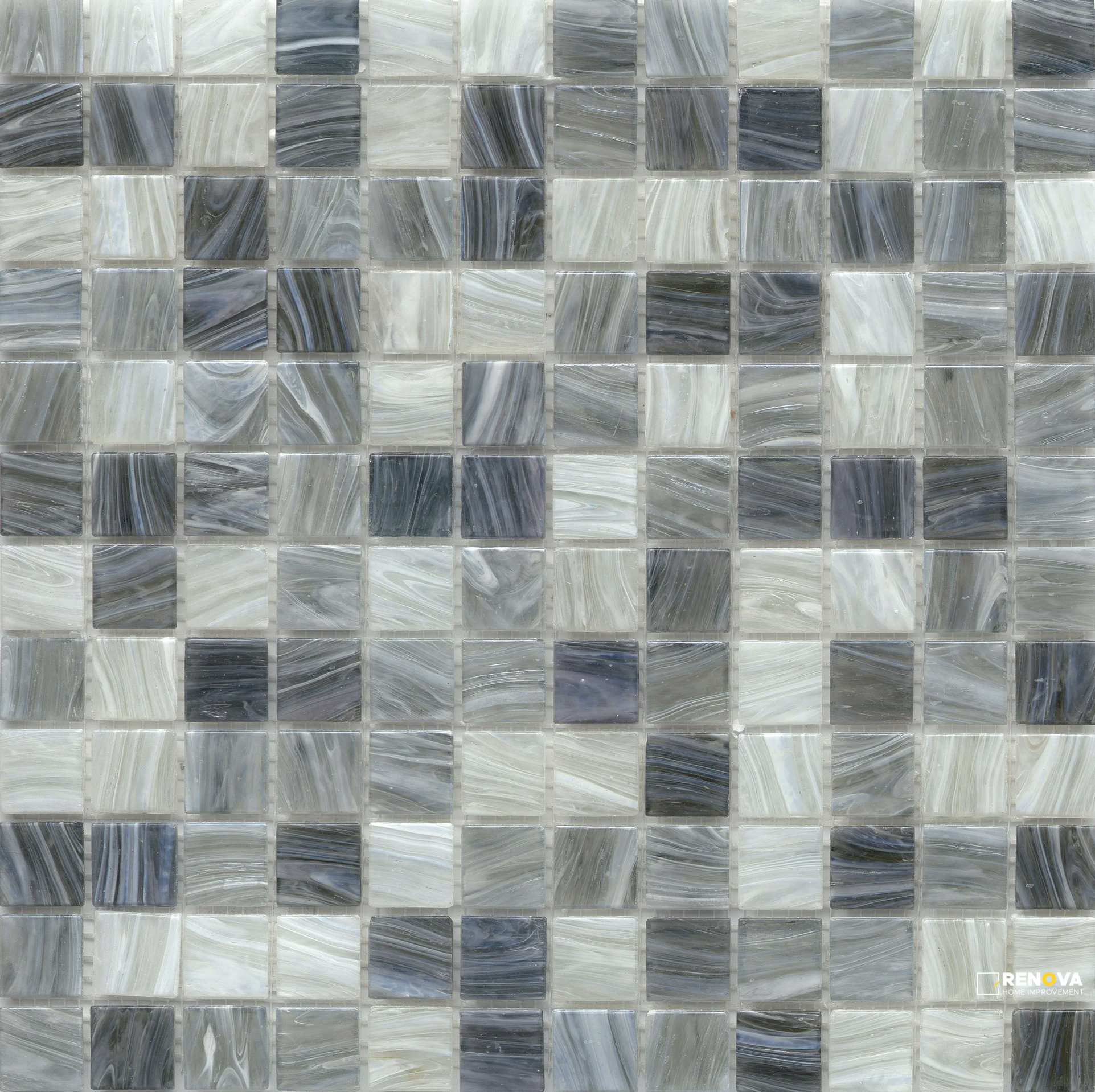 SWIRL GLOSSY GLASS 1X1 MOSAIC ON 12X12 - 7