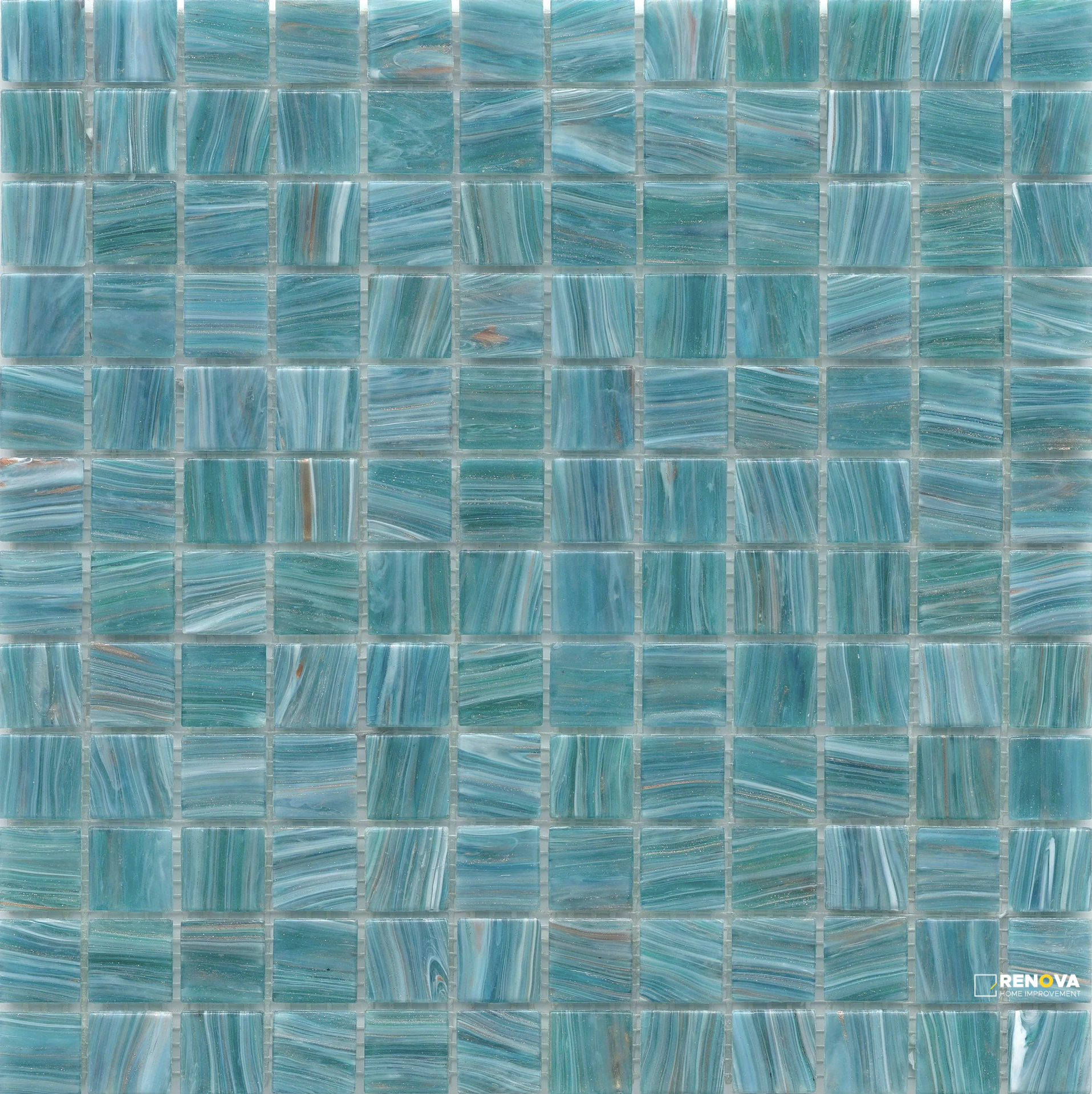 SWIRL GLOSSY GLASS 1X1 MOSAIC ON 12X12 - 12