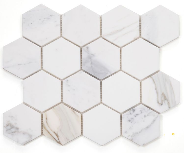 HEXAGON CALACATTA GOLD POLISHED MOSAIC 3" X 3" - 3