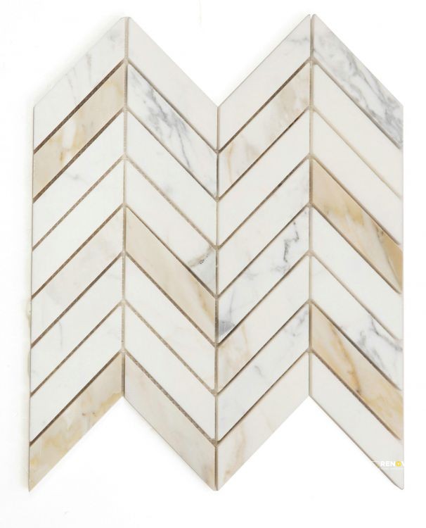 CHEVRON CALACATTA GOLD POLISHED MOSAIC 11" X 11" - 3