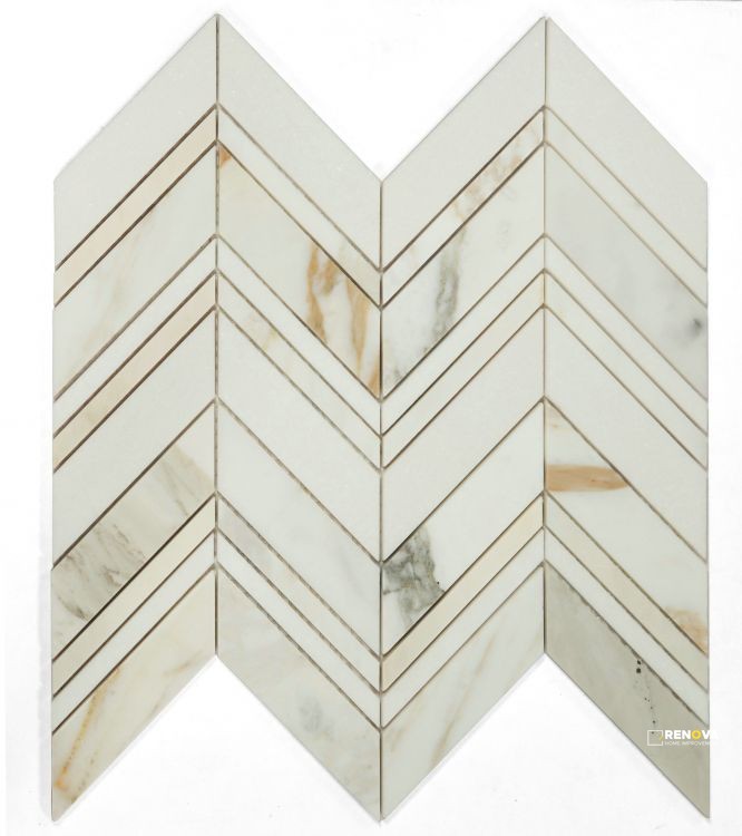 CHEVRON RAVENNA CALACATTA MOSAIC 11.75" X 12.5" - 4