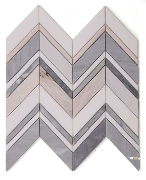 CHEVRON RAVENNA BLUE MOSAIC 11.75" X 12.5" - 3