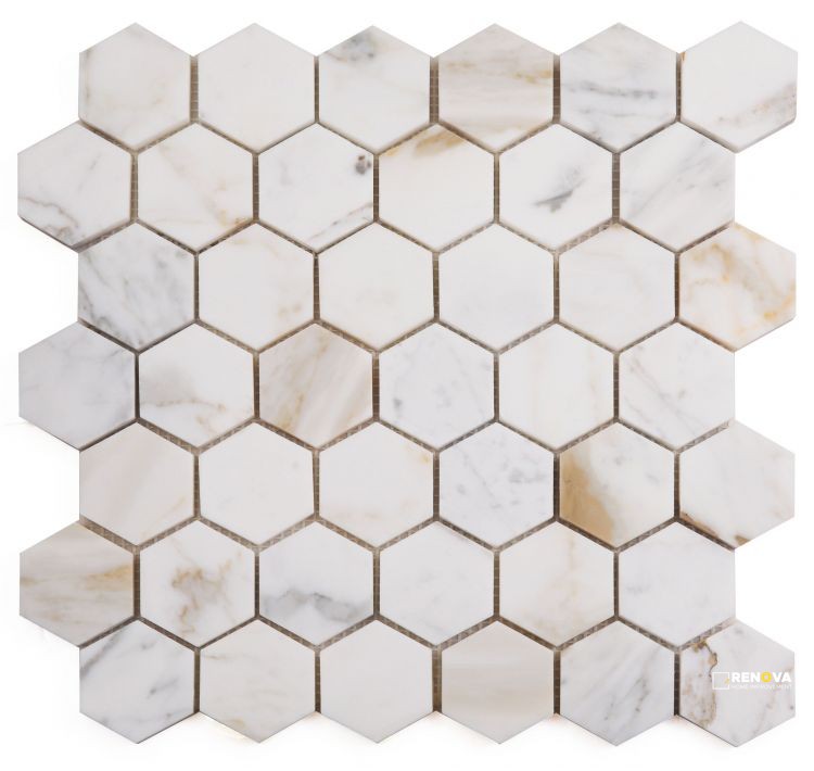 HEXAGON CALACATTA GOLD POLISHED MOSAIC 2" X 2" - 3