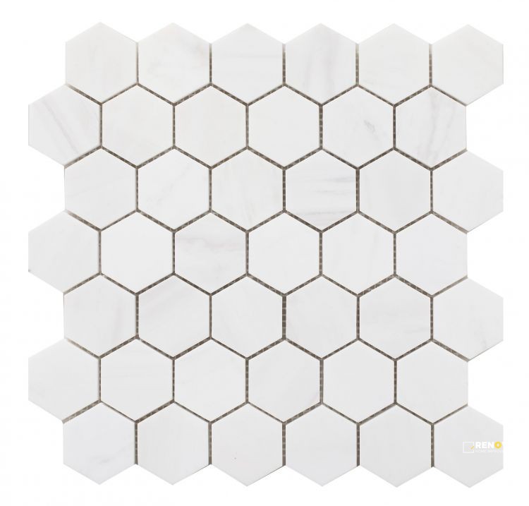 HEXAGON DOLOMITE HONED MOSAIC 2" X 2" - 3