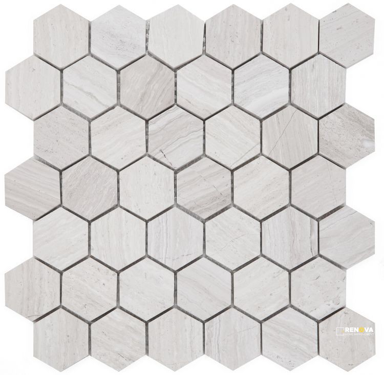 HEXAGON GREY MOSAIC 2" X 2" - 3