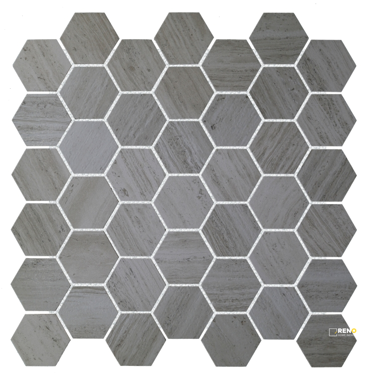 RIVER GREY MATTE HEXAGON MOSAIC 2" X 2" - 2