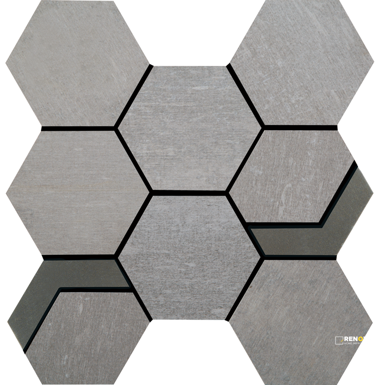CROSSVILLE NATIVE METAL CRUCIBLE STEEL 3-1/2X3-1/2 HEX MOSAIC WITH IRON UNPOLISH - 3