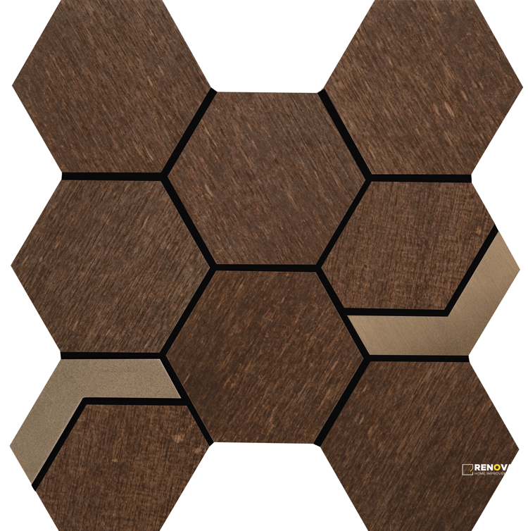 CROSSVILLE NATIVE METAL COPPER DEPOSIT 3-1/2X3-1/2 HEX MOSAIC WITH GOLD UNPOLISH - 4