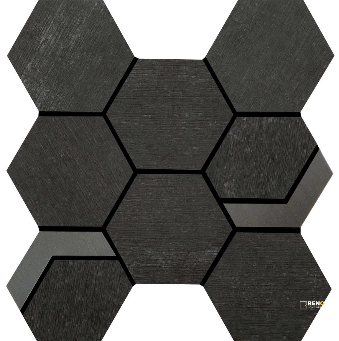 CROSSVILLE NATIVE METAL GRAPHITE BLACK 3-1/2X3-1/2 HEX MOSAIC WITH IRON UNPOLISH - 4
