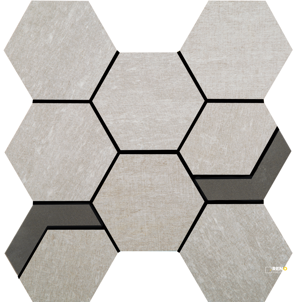 CROSSVILLE NATIVE METAL NICKEL PLATE 3-1/2X3-1/2 HEX MOSAIC WITH IRON UNPOLISHED - 4