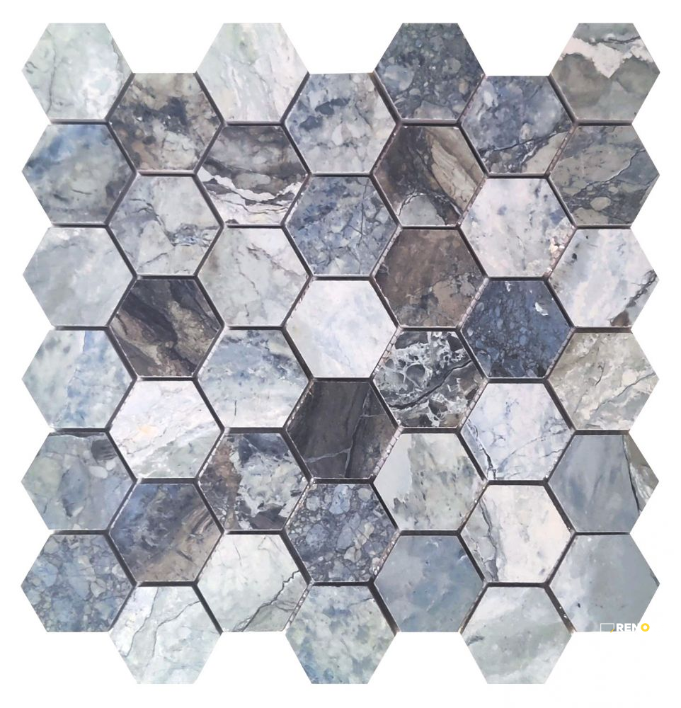 MYSTIC OCEAN MATTE HEXAGON MOSAIC 12" X 12" - 2