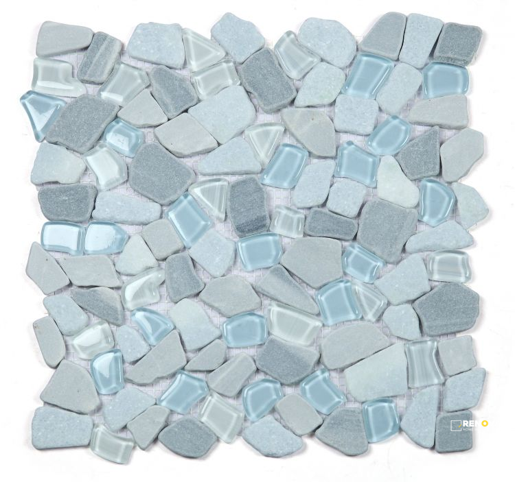 PEBBLE DEEP OCEAN MOSAIC 12" X 12" - 5