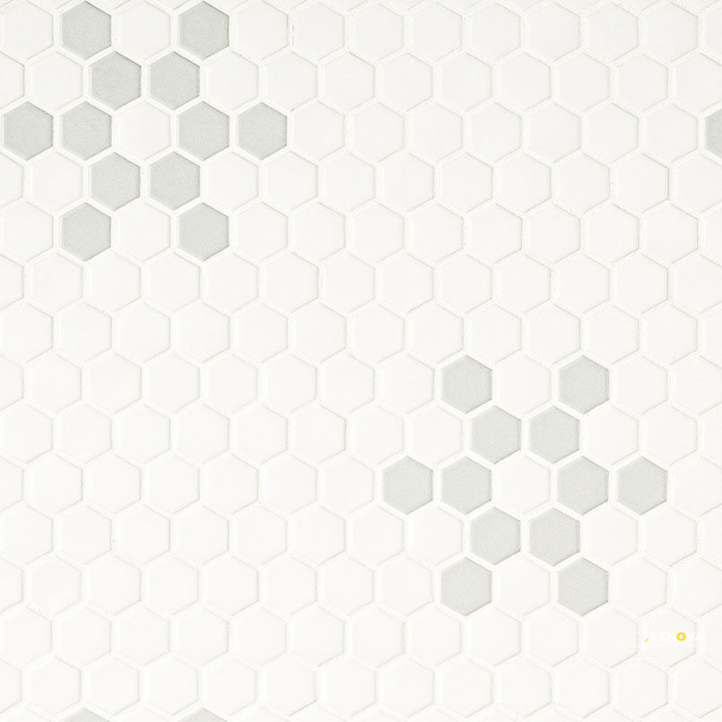 WHITE AND GRAY MOD PETAL PATTERN MATTE ( 14.55 SF PER BOX ) - 4