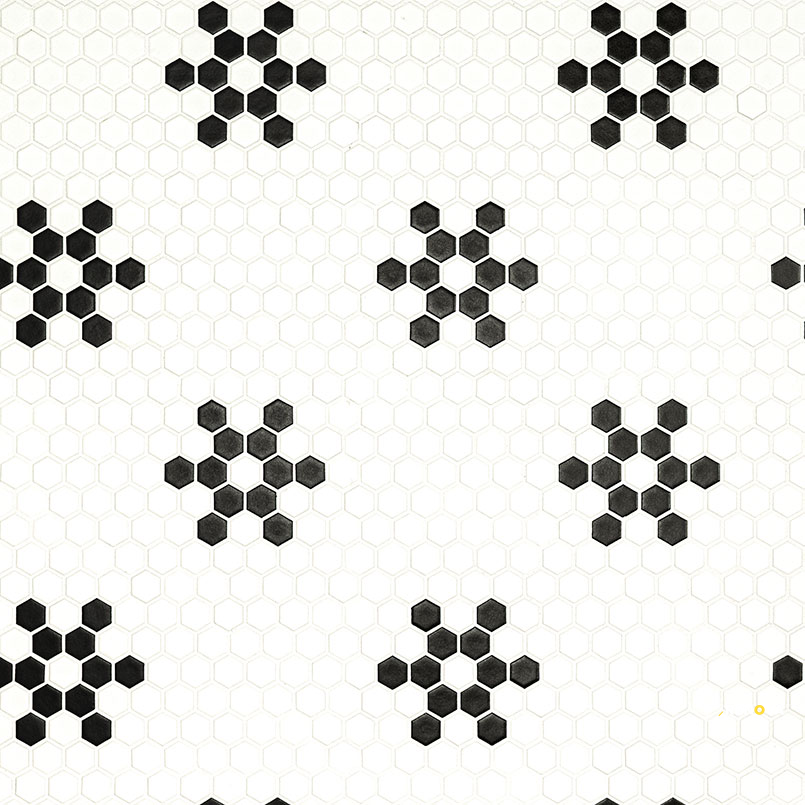 WHITE AND BLACK MOD PETAL PATTERN MATTE ( 14.55 SF PER BOX ) - 4