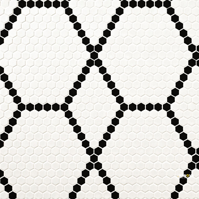 WHITE AND BLACK HIVE PATTERN MATTE ( 14.55 SF PER BOX ) - 4