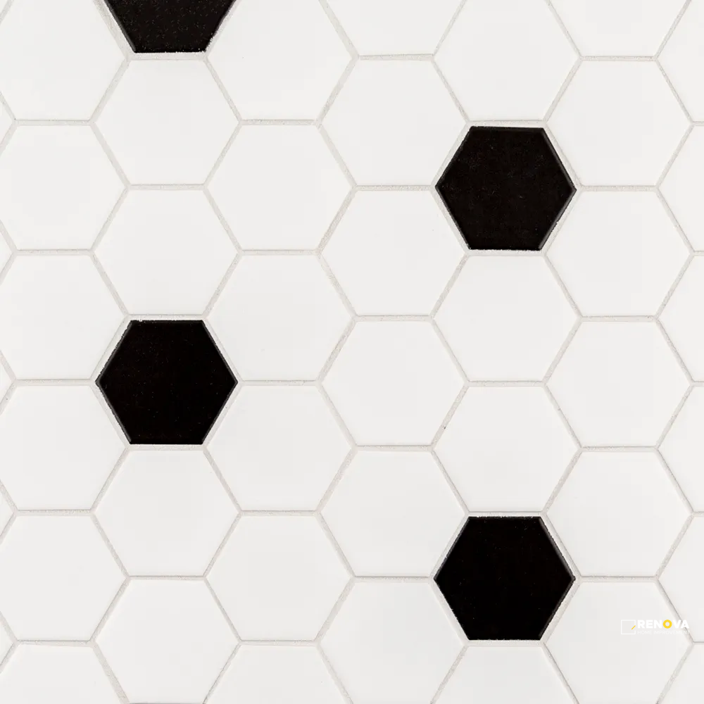 CHAPTER ES - ESSENTIALS WHITE/BLACK MATTE HEXAGON MOSAIC 2" - 5